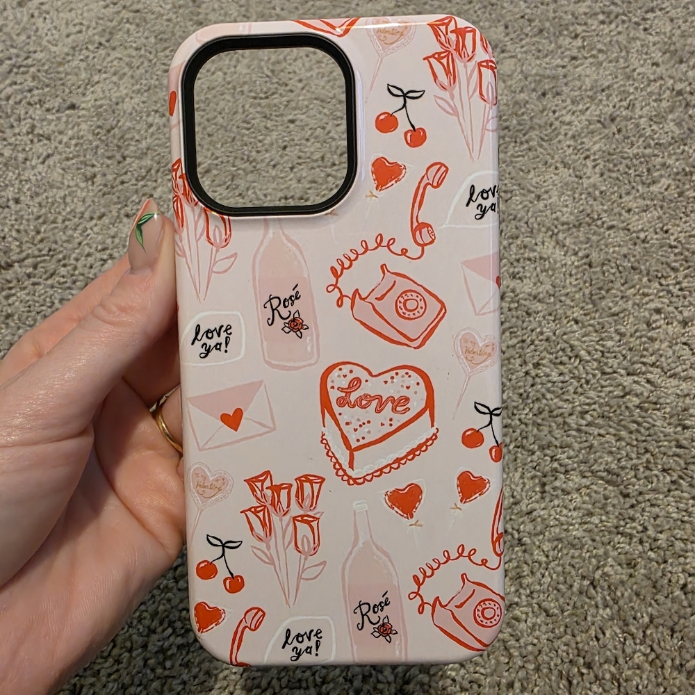 Stylish Pink Phone Case with Red Accents